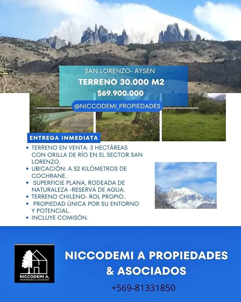 Scenic view of a land plot in San Lorenzo, Chilean Patagonia